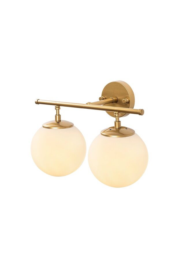 Stylish Glass 2-Piece Sconce in Shiny Gold, E14 Compatible for Bedroom and Living Room