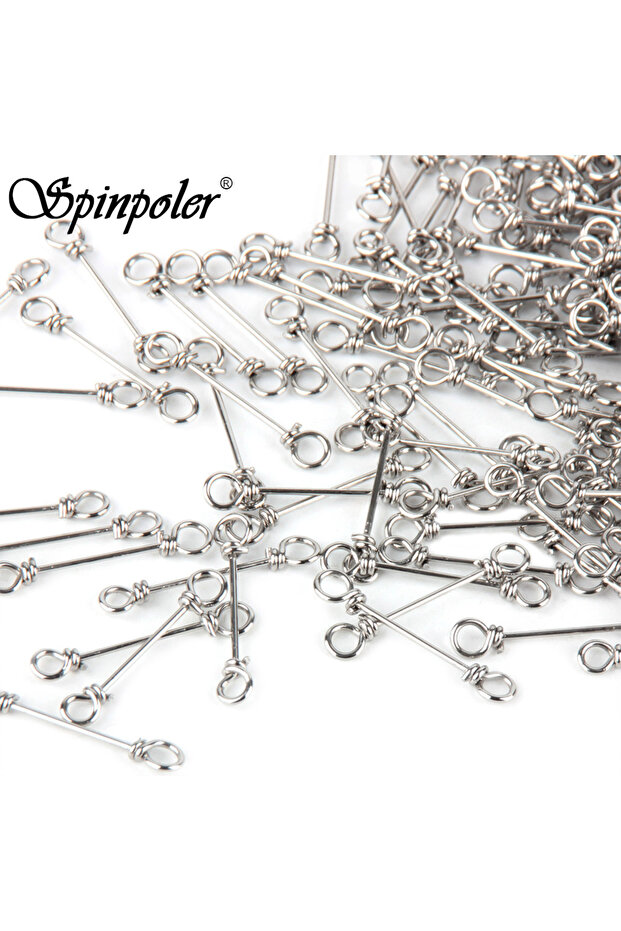 S-25mm سبينبولر 50 قطعة دبوس زنبركي لدعم الطعم من الفولاذ المقاوم للصدأ، إبرة لولبية بقفل ثابت
