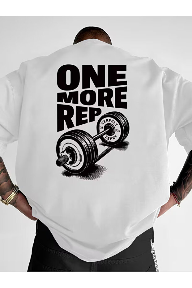 تي شيرت للجنسين One More Rep Back مطبوع قصة فضفاضة