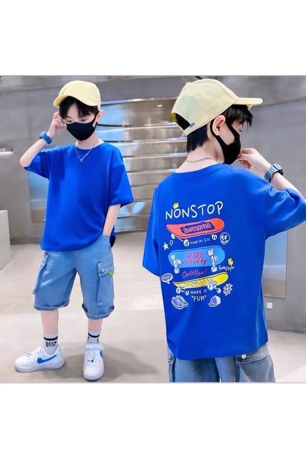Children's T-Shirt with Back Print - Circular Neck T-Shirt for Girls and Boys