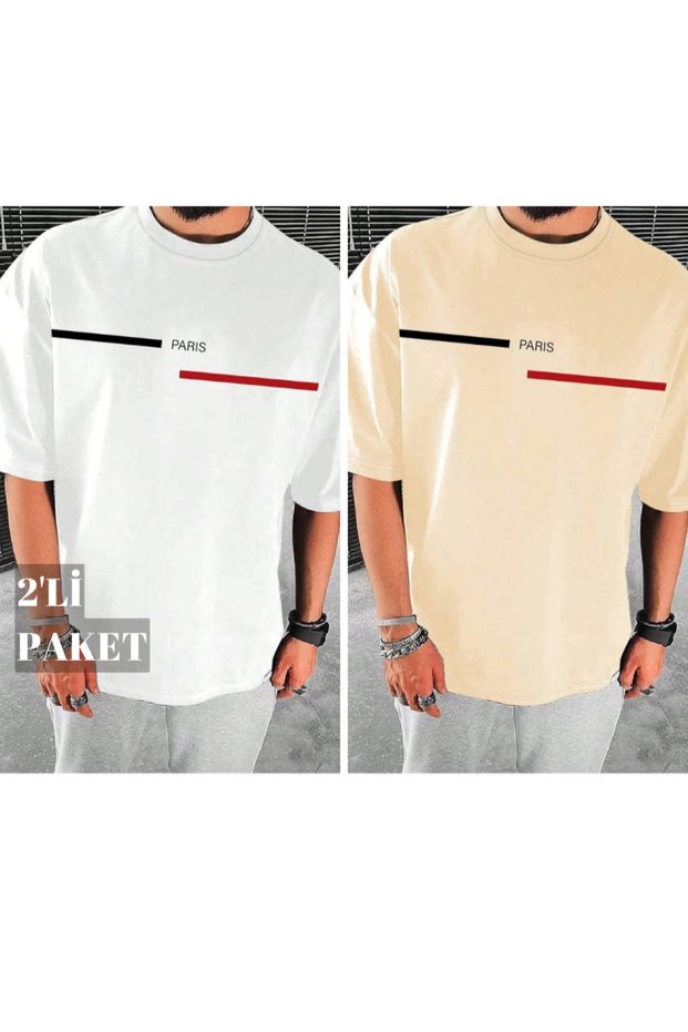 2-Piece Men's O Oversized Printed Short Sleeve T-Shirt Eyaxd Sportwear Company