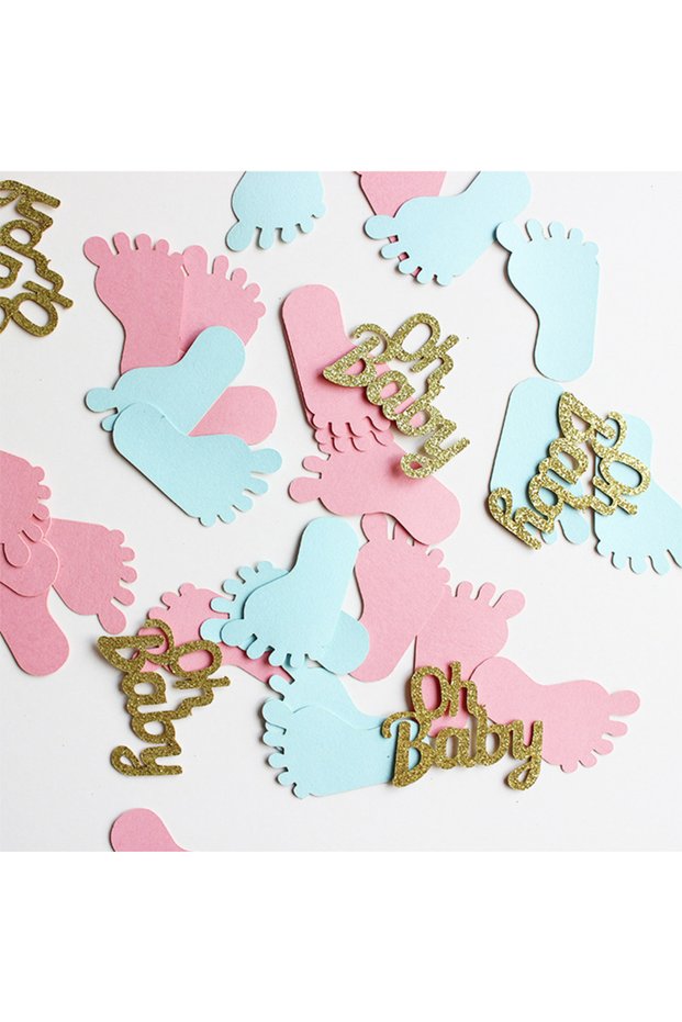 Mixcolor 1Bag Gender Reveal Party Decoration Oh Baby Foot Paper Confetti Kids Happy Birthday Boy Gir