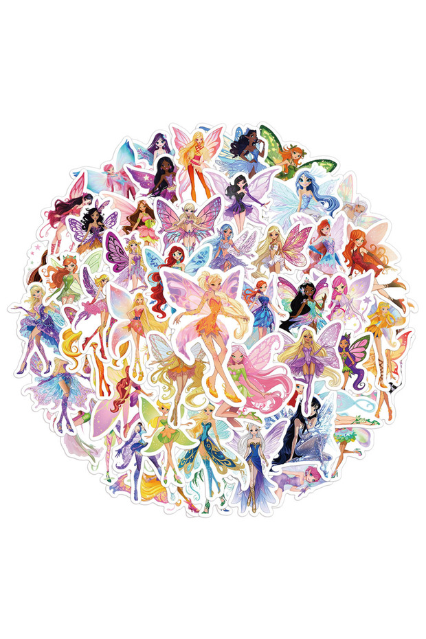 52PCS 52PCS Cartoon Magic Butterfly Fairy Stickers Graffiti Heart High Beauty Water Cup Phone Case D