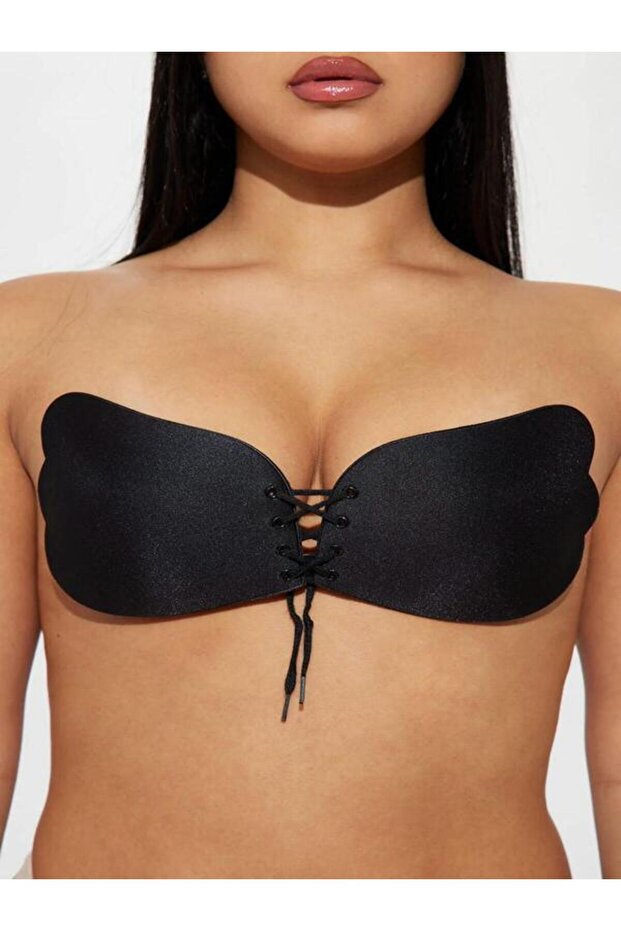 Adhesive Front Drawstring Strapless Low-Cut Bra 7806