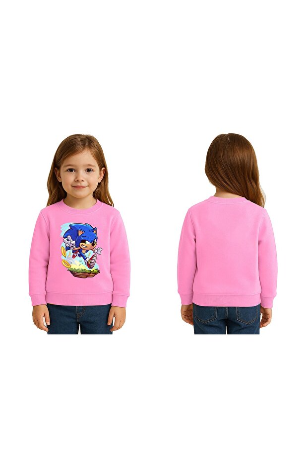 Unisex Sonic Printed Children's Swaetshirt 3 Thread Raster