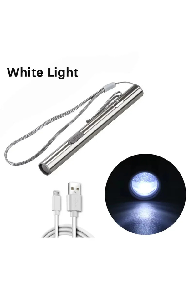 مصباح يدوي صغير محمول يعمل بالبطارية مزود بإضاءة LED أبيض اللون، مصباح يدوي USB قابل لإعادة الشحن لطبيب الأسنان والممرضة