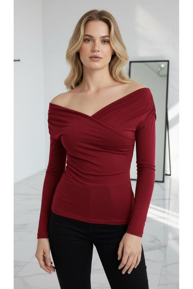 New Product Women's Cross Sandy Fabric Long Sleeve Blouse 134