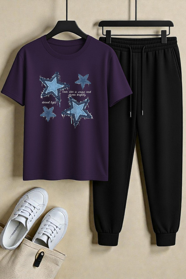 Unisex Los Angeles Design Printed T-Shirt - 2-Piece Tracksuit Set