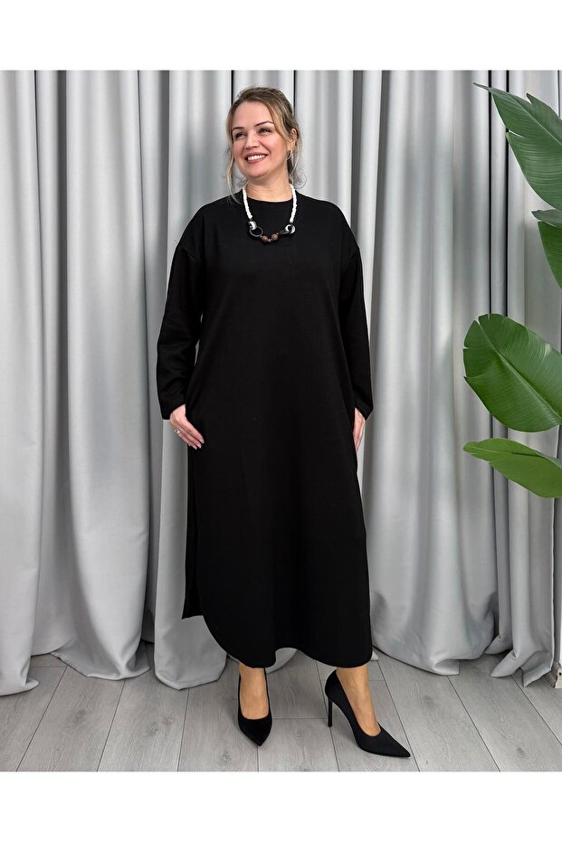 Natali Basic Elbise Siyah - 1