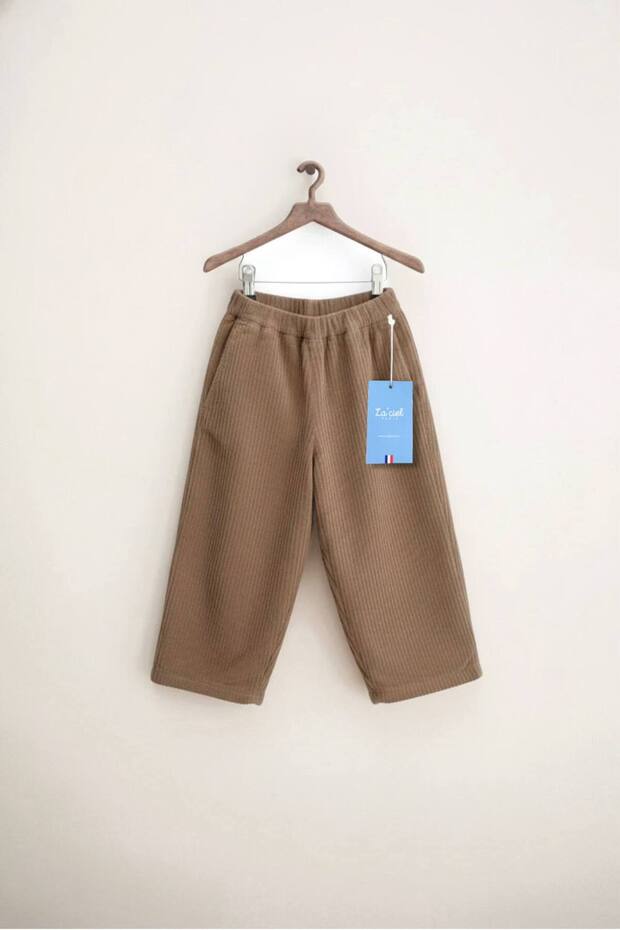 Boy's Brown Corded Fabric Velvet Trousers with Elastic Waist, Comfortable Cut, Jean Bottom, Winter Collection
