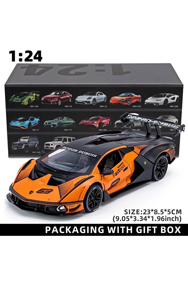 orange with box 1:24 Scale Lamborghini SCV12 Diecast Car Model with Sound and Light Effects,