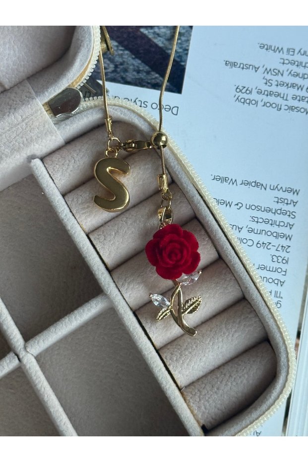 Valentine's Steel Letter Rose Necklace