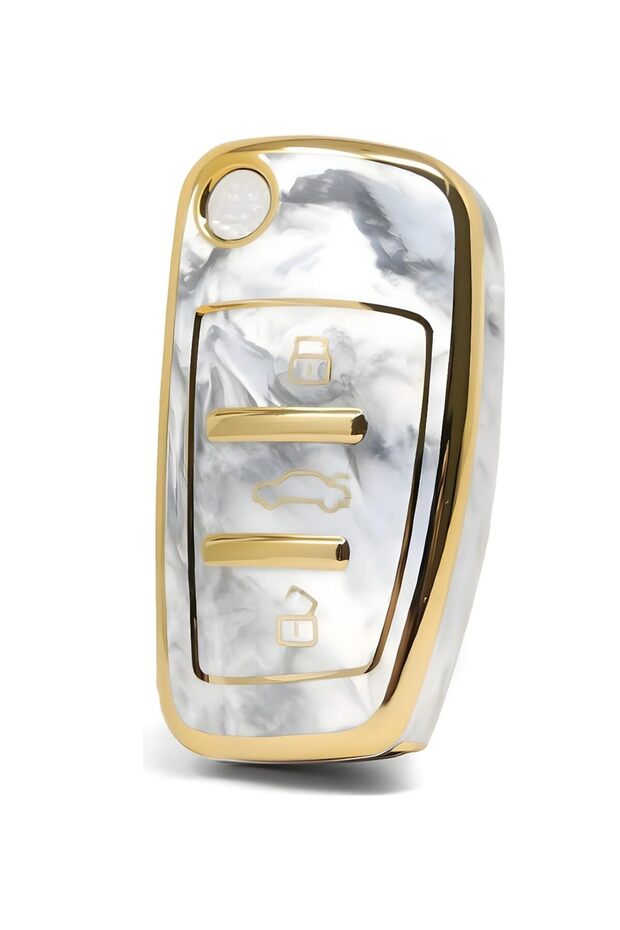 Audi A3 A4 Q5 Marble Pattern Key Case White Gold