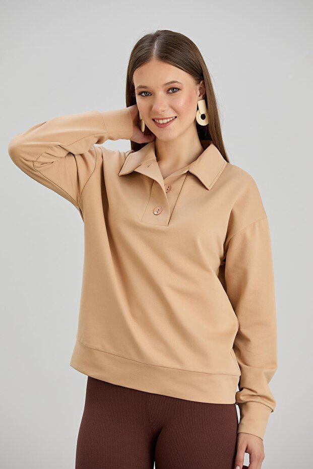 Two-Thread Mink Sweatshirt with Wide Placket - 8