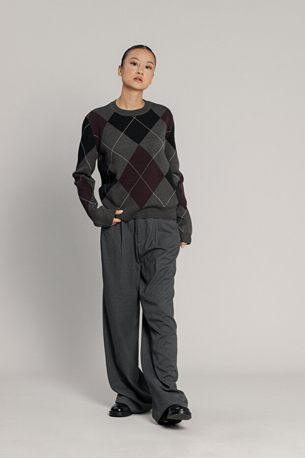 سترة تريكو منقوشة باللون البقلاوي - 1