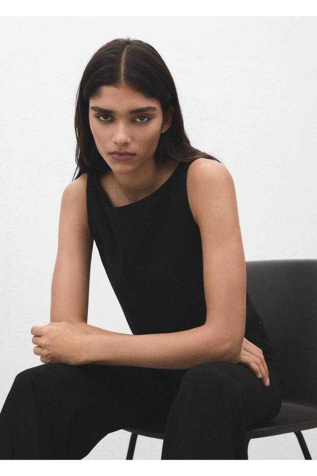 Crop kumaş yelek - 5