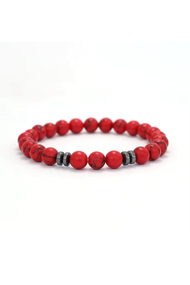 Red Howlite Design Women's Natural Stone Bracelet
