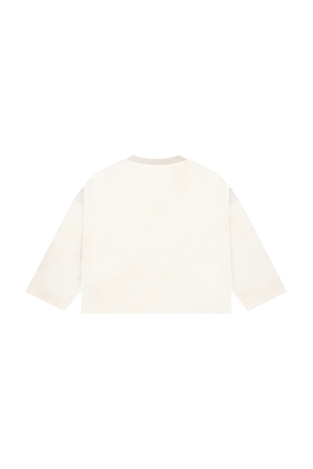 Blessed & Lucky Baskılı Uzun Kollu Basic T-Shirt - 3