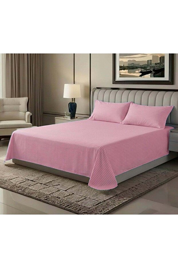 3-Piece Premium Microfiber Bed Sheet Set – Double Size Flat Sheet (230x255 cm) with 2 Pillo
