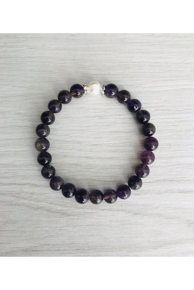 Genuine Amethyst and Pearl Bracelet - Mkt.1.101.46 Relaxing, Spiritual, Energy Bracelet