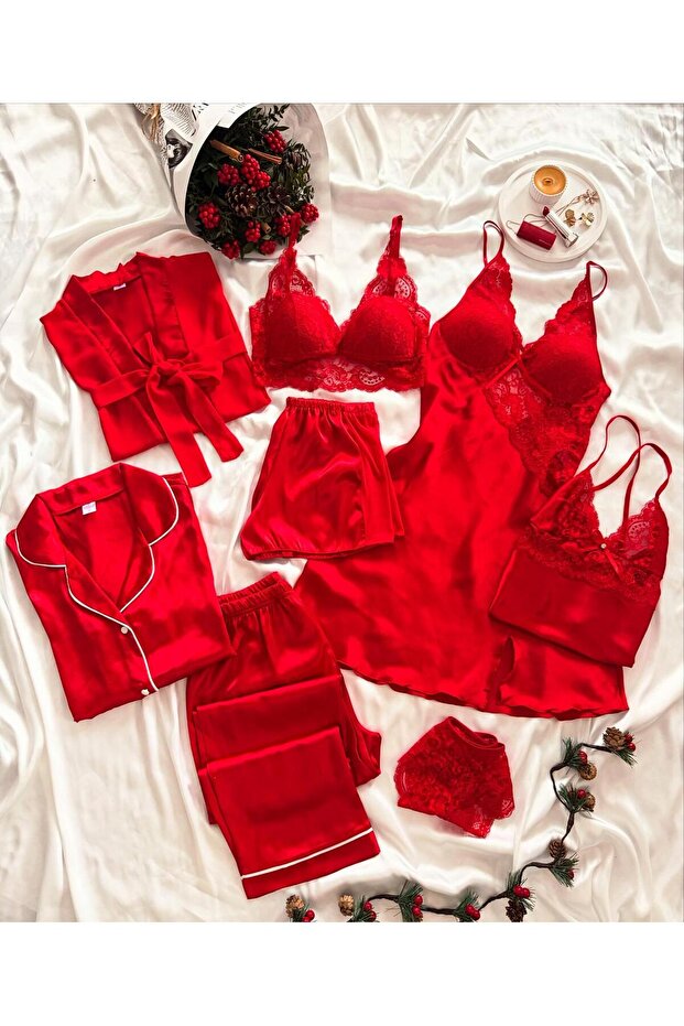 Red 8 Piece Giant Dressing Gown Dowry Set