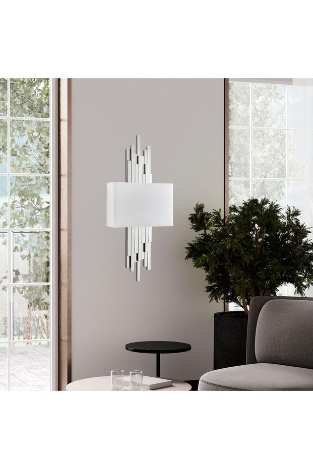 Chrome Metal Sconce Wall Lamp 10X21X16 cm E27 Bedroom and Living Room Lighting
