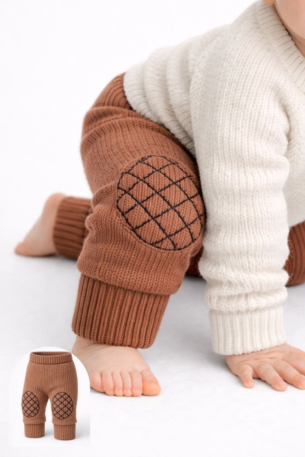 Baby Knit Crawling Pants Girls Boys Baby Kids Knee Pad Baby Protective Knee Pad Leggings