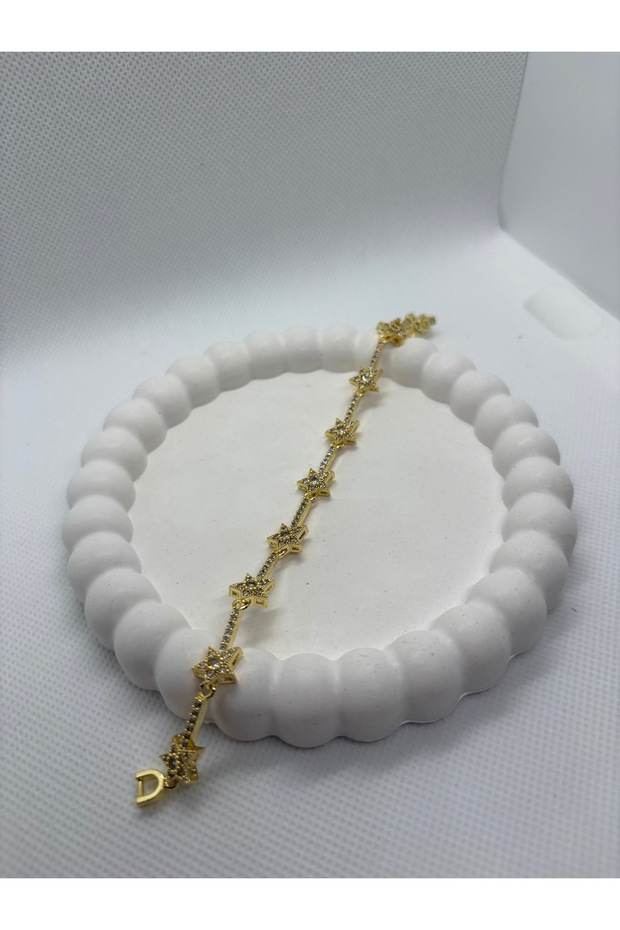 Star Detailed Gold Color Steel Bracelet