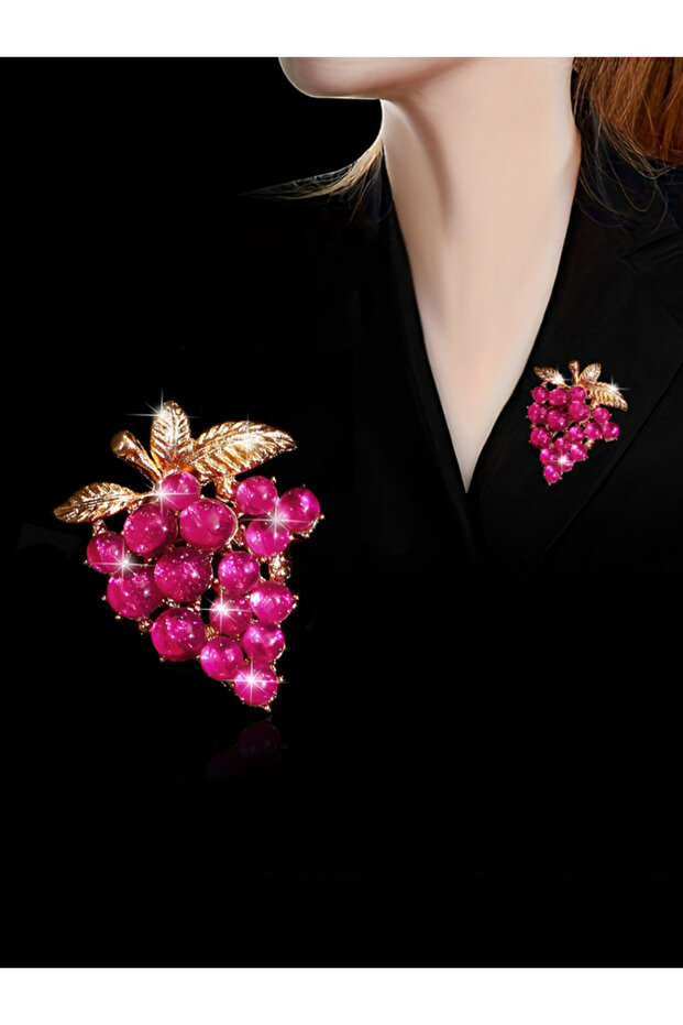Contrast Grape-Shape Embellished Brooch