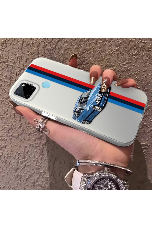 Phone Case Compatible with Realme C21Y/C25Y Bmw Pattern Silicone Edge Hard Back Thin