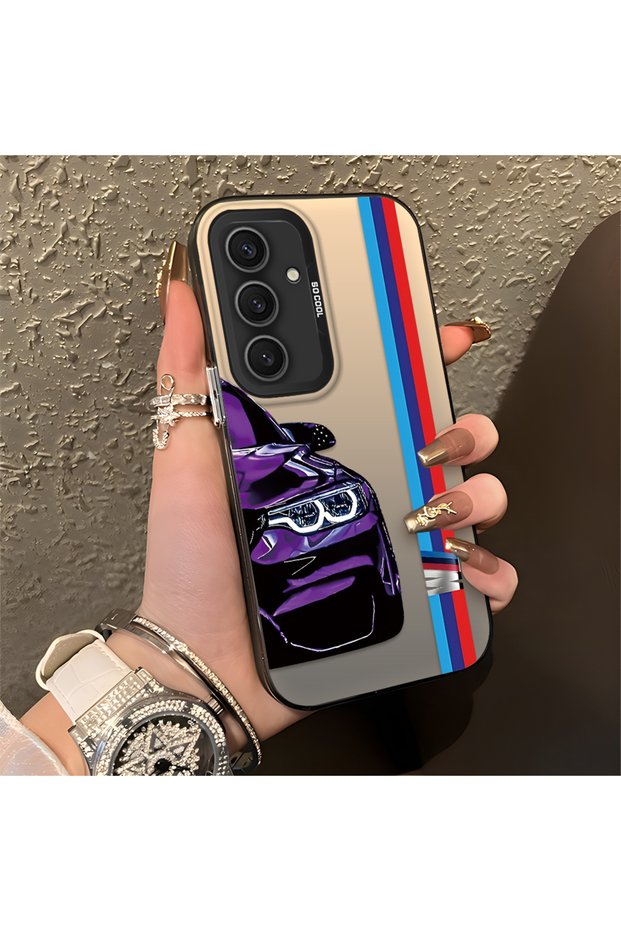 Samsung Galaxy S24 Plus Compatible Silicone Edge Hard Back Anti-Fall Phone Case Bmw Patterned