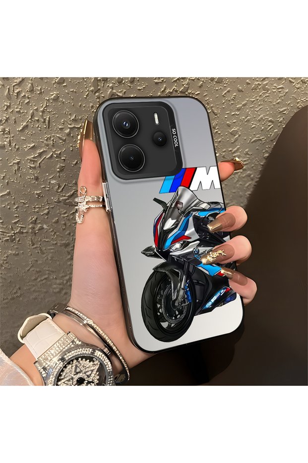 Xiaomi Redmi Note 14 Compatible Silicone Edge Hard Back Anti-Fall Phone Case with Car Pattern