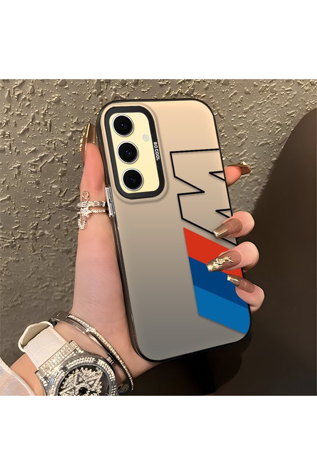Samsung Galaxy S24 Fe Compatible Bmw Patterned Silicone Edge Hard Back Anti-Fall Case