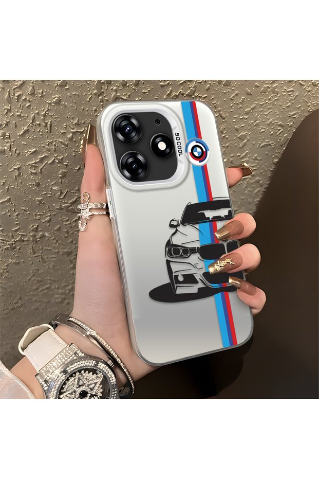 Tecno Spark 10 Pro Compatible Silicone Edge Hard Back Anti-Fall Phone Case Bmw Patterned