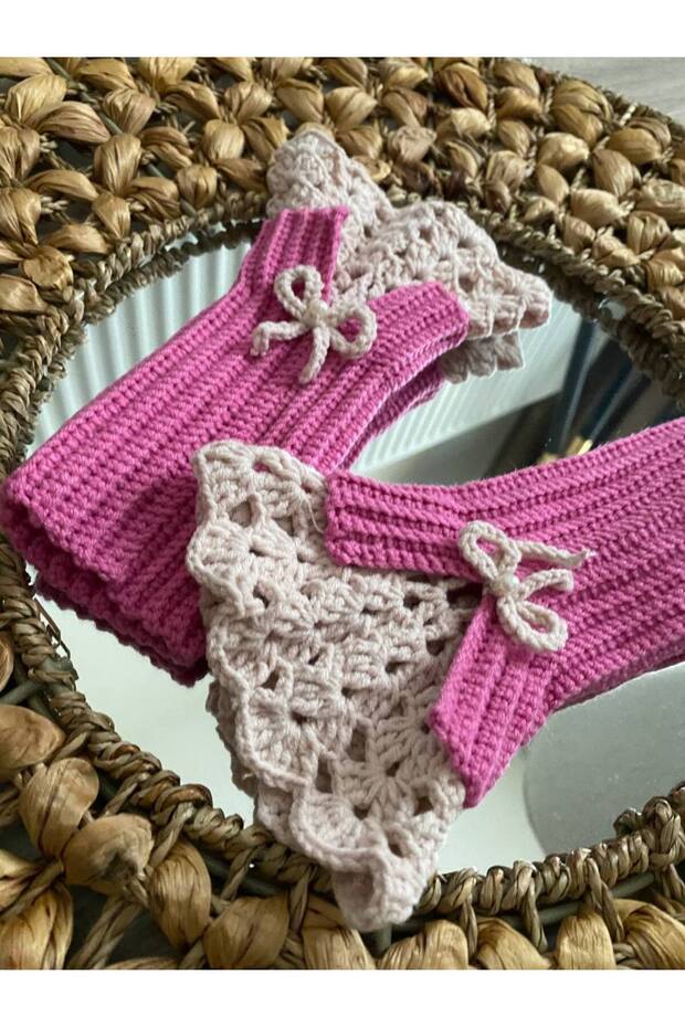 Vintage Örgü Dantel Eldiven , Bileklik - 3