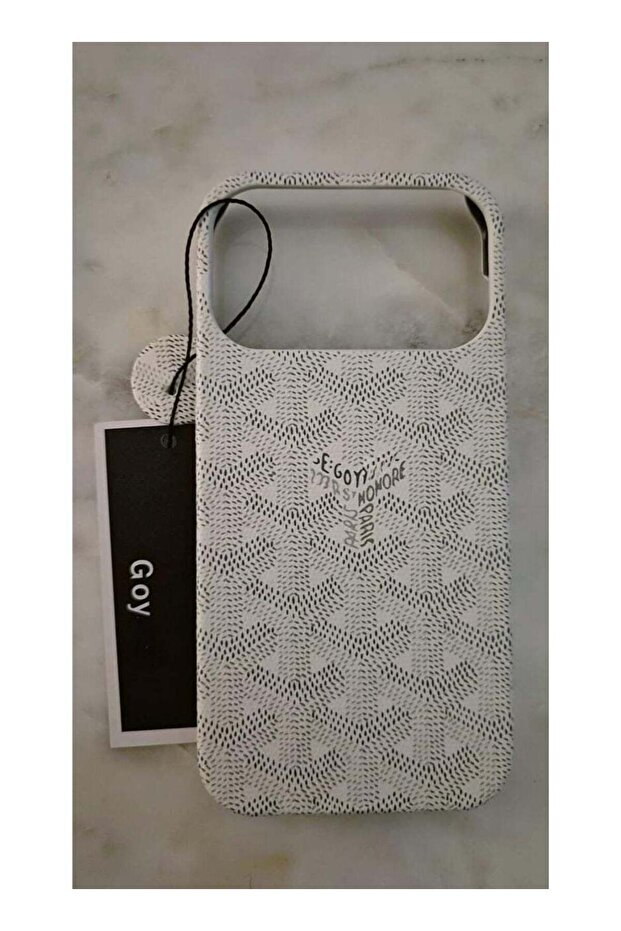 جراب فاخر مقاوم للصدمات بنقوش مميزة لهاتف آيفون 17 برو ماكس، لون أبيض - 1