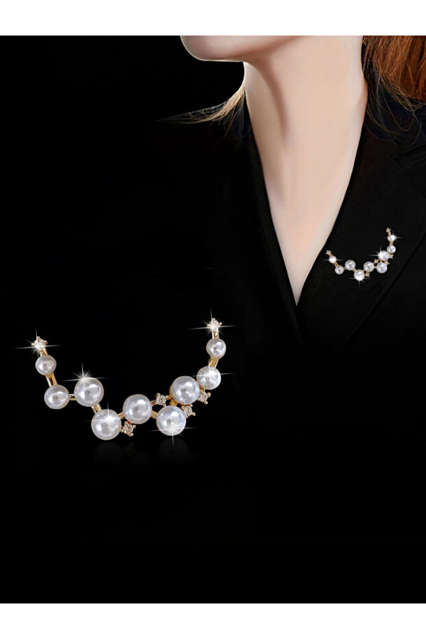 Faux Pearl Rhinestone Embellished Brooch