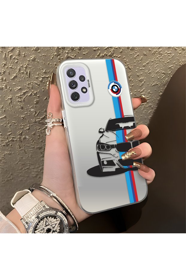 Samsung Galaxy A72 Compatible Silicone Edge Hard Back Anti-Fall Phone Case Bmw Patterned