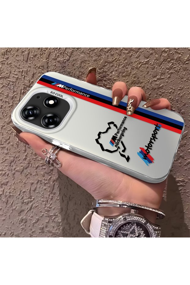 Silicone Edge Hard Back Thin Phone Case Compatible with Tecno Spark 10 Pro 4g Bmw Pattern