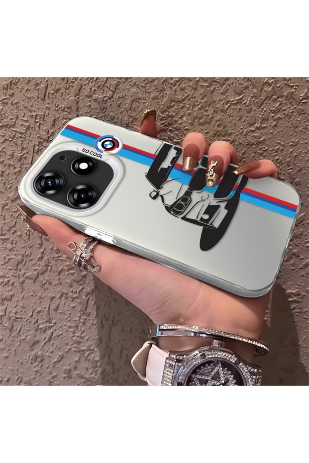Bmw Pattern Silicone Edge Hard Back Slim Phone Case Compatible with Tecno Spark 10 Pro