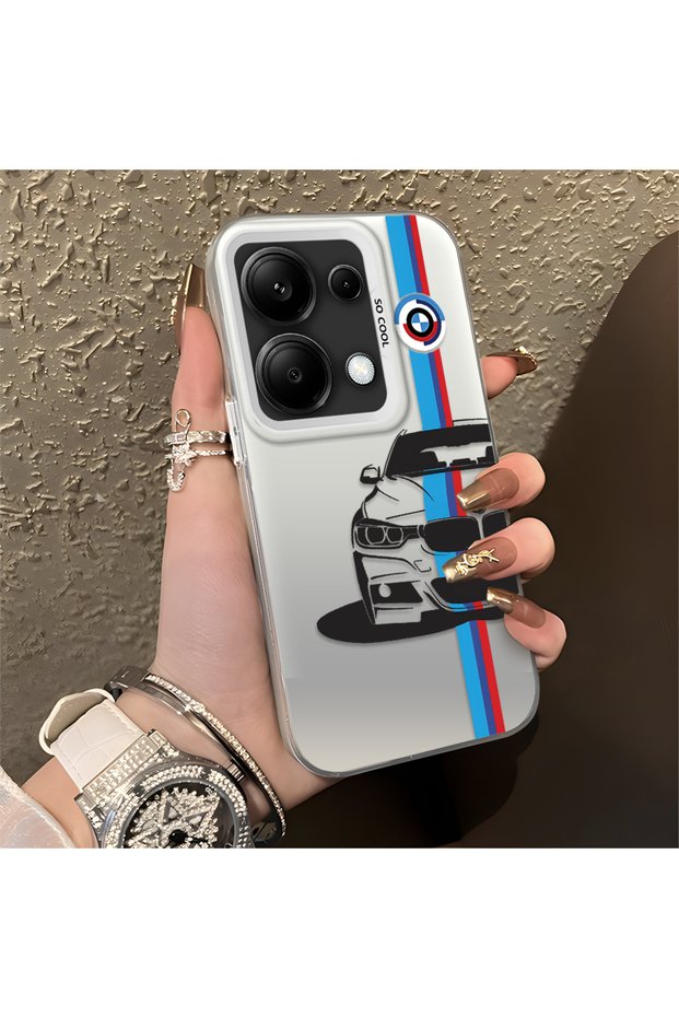 Xiaomi Redmi Note 13 Pro 4g Compatible Silicone Edge Hard Back Anti-Fall Phone Case Bmw Patterned