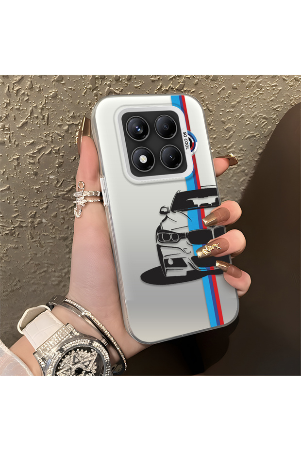 Xiaomi Redmi Note 14 Pro 4g Compatible Silicone Edge Hard Back Anti-Fall Phone Case Bmw Patterned