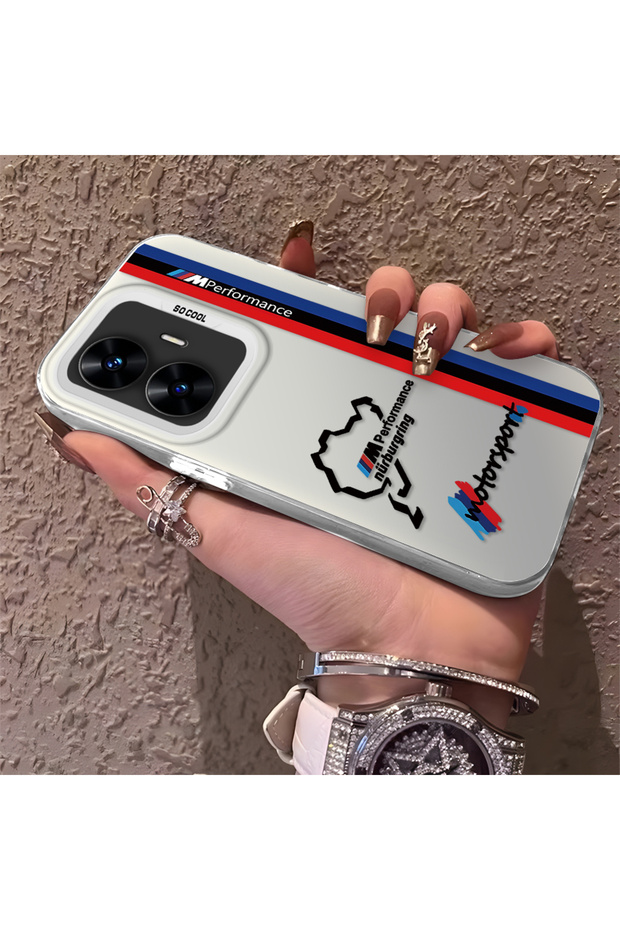 حافظة هاتف رفيعة من السيليكون ذات حافة صلبة متوافقة مع هاتف Realme C55 بنمط BMW