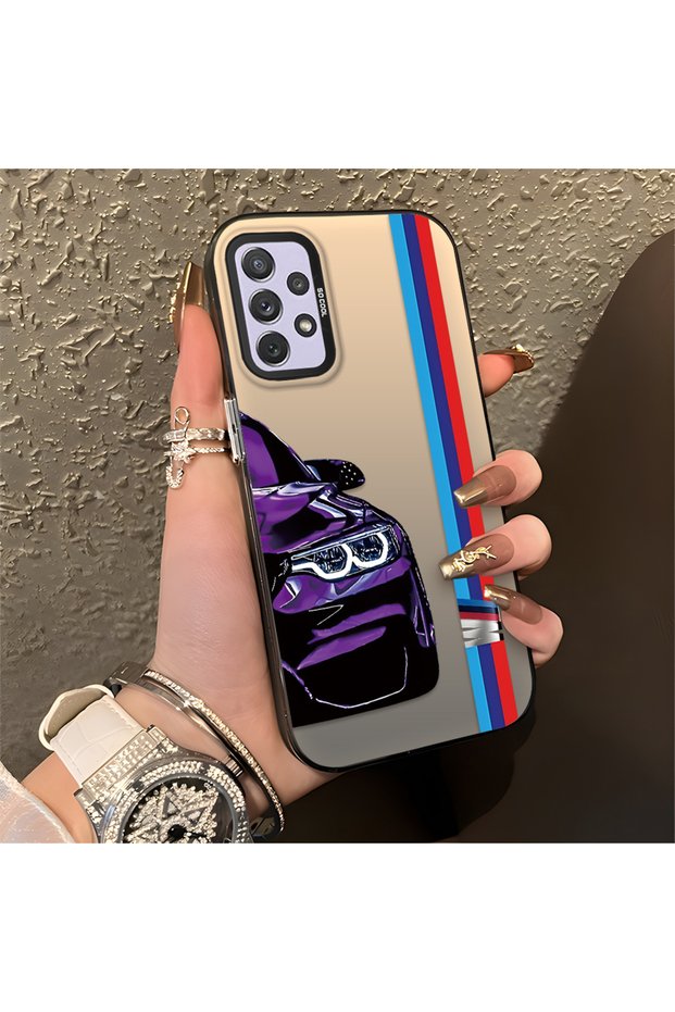 Samsung Galaxy A72 Compatible Silicone Edge Hard Back Anti-Fall Phone Case Bmw Patterned