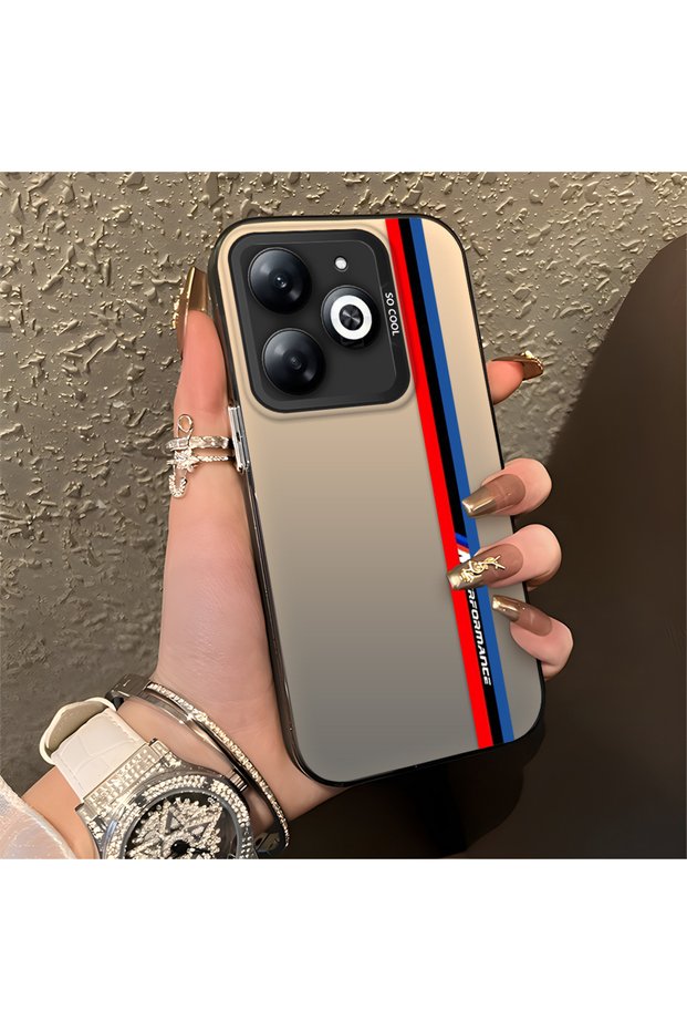 Infinix Smart 8/8 Pro Compatible Car Patterned Silicone Edge Hard Back Anti-Fall Phone Case