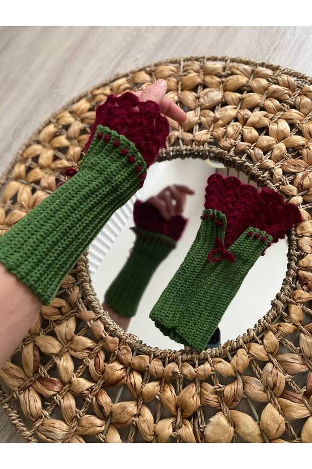 Vintage Örgü Dantel Eldiven , Bileklik - 3