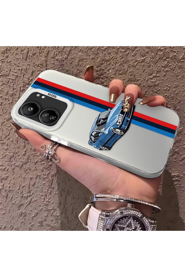 Phone Case Compatible with Poco C65 Bmw Pattern Silicone Edge Hard Back Thin