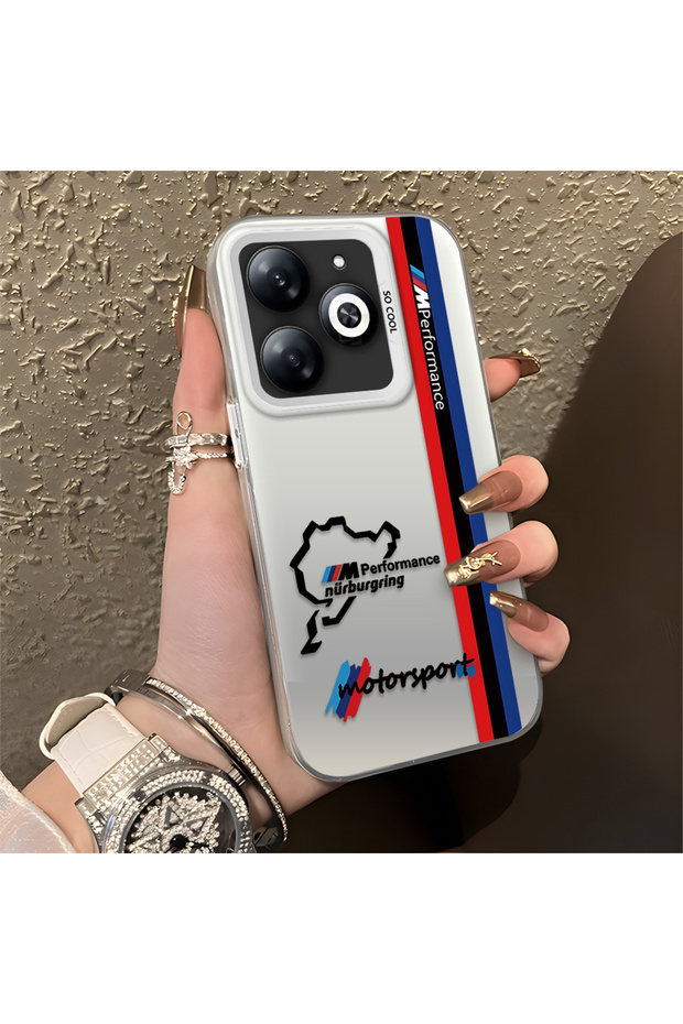 Tecno Spark 20 Compatible Bmw Patterned Silicone Edge Hard Back Anti-Fall Phone Case