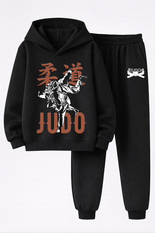 Judo Sports Printed 3-Ply Sweatshirt and Trackpants Children's Bottom-Upper Set