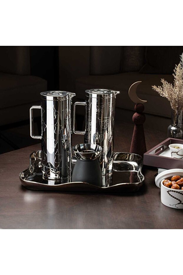 صينية تقديم فضية بحواف مموجة - 4